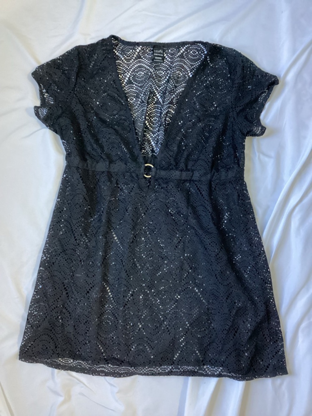 Catalina Black Polyester Lace Beach Swim Cover Up Size 2XL